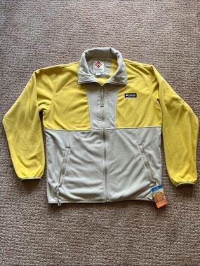 Columbia Yellow and Cream Full-Zip Fleece Jacket